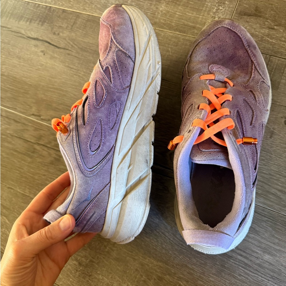 Hoka Clifton suede sneakers purple lilac size 8